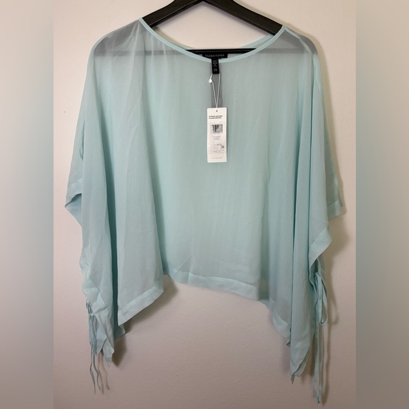 Eileen Fisher Jackets & Blazers - NWT Eileen Fisher Baby Blue Sheer 💯% Silk Georgette Poncho Size L Sku#164